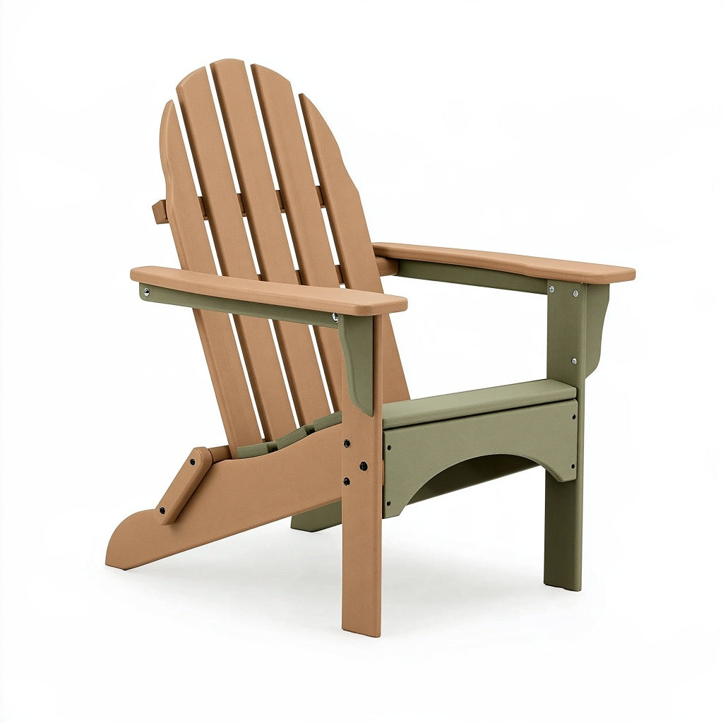 Adirondack Gartenstuhl 98 x 76 x 93 cm aus Kunststoff in Beige/Olivgrün mit breiten Armlehnen