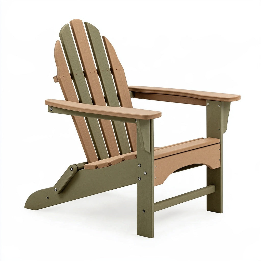 Adirondack-Gartenstuhl 80 cm x 83 cm x 95 cm Kunststoff Olivgrün/Naturbraun mit breiten Armlehnen