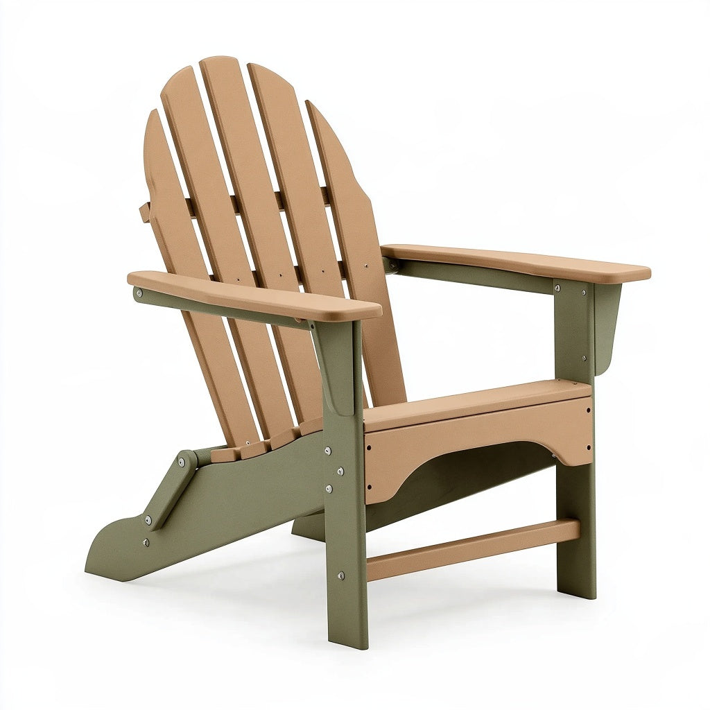 Adirondack-Gartenstuhl 83 x 79 x 98 cm aus Kunststoff Beige/Olive mit hoher Rückenlehne