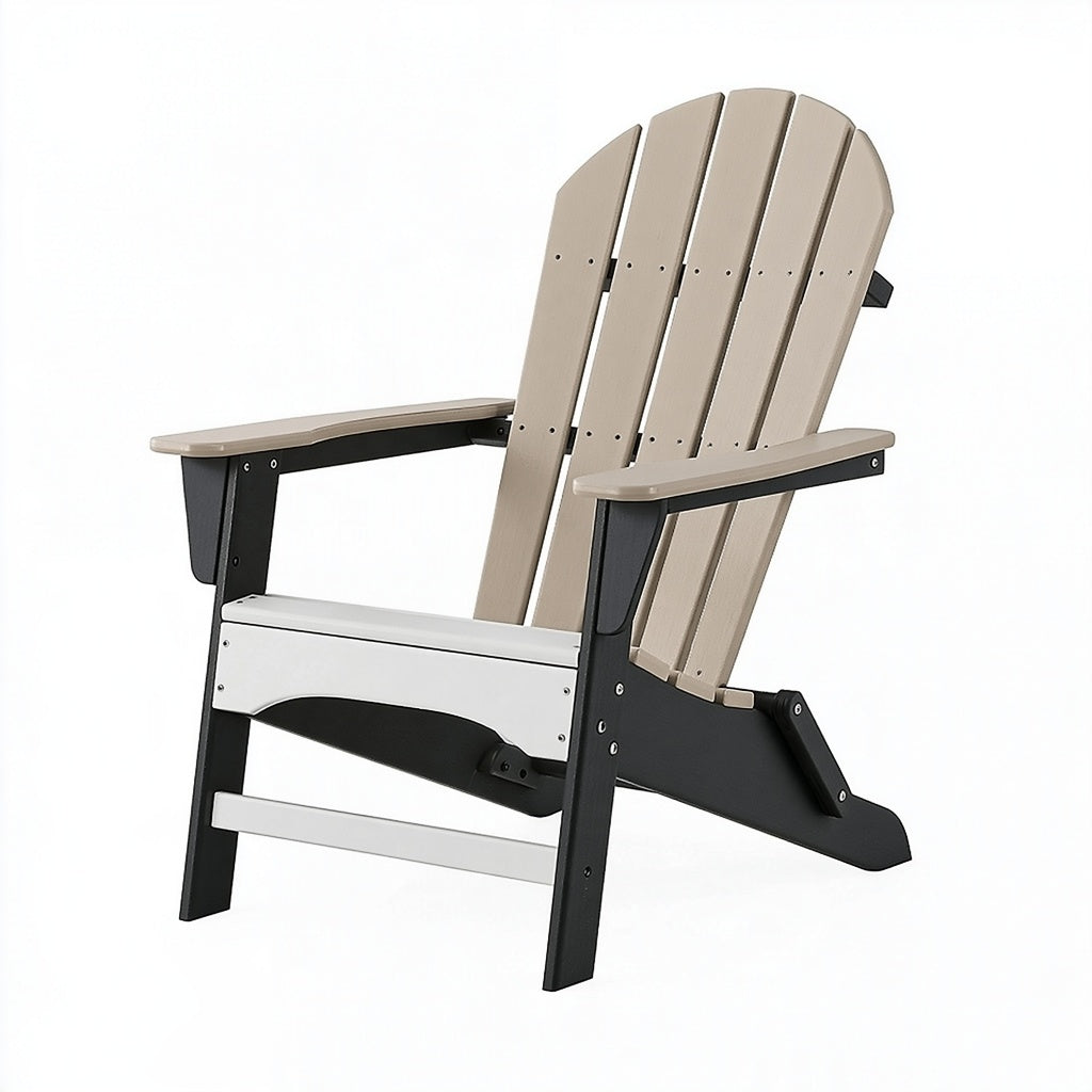 Adirondack Gartenstuhl 83 x 79 x 101 cm Beige Schwarz Kunststoff klappbar