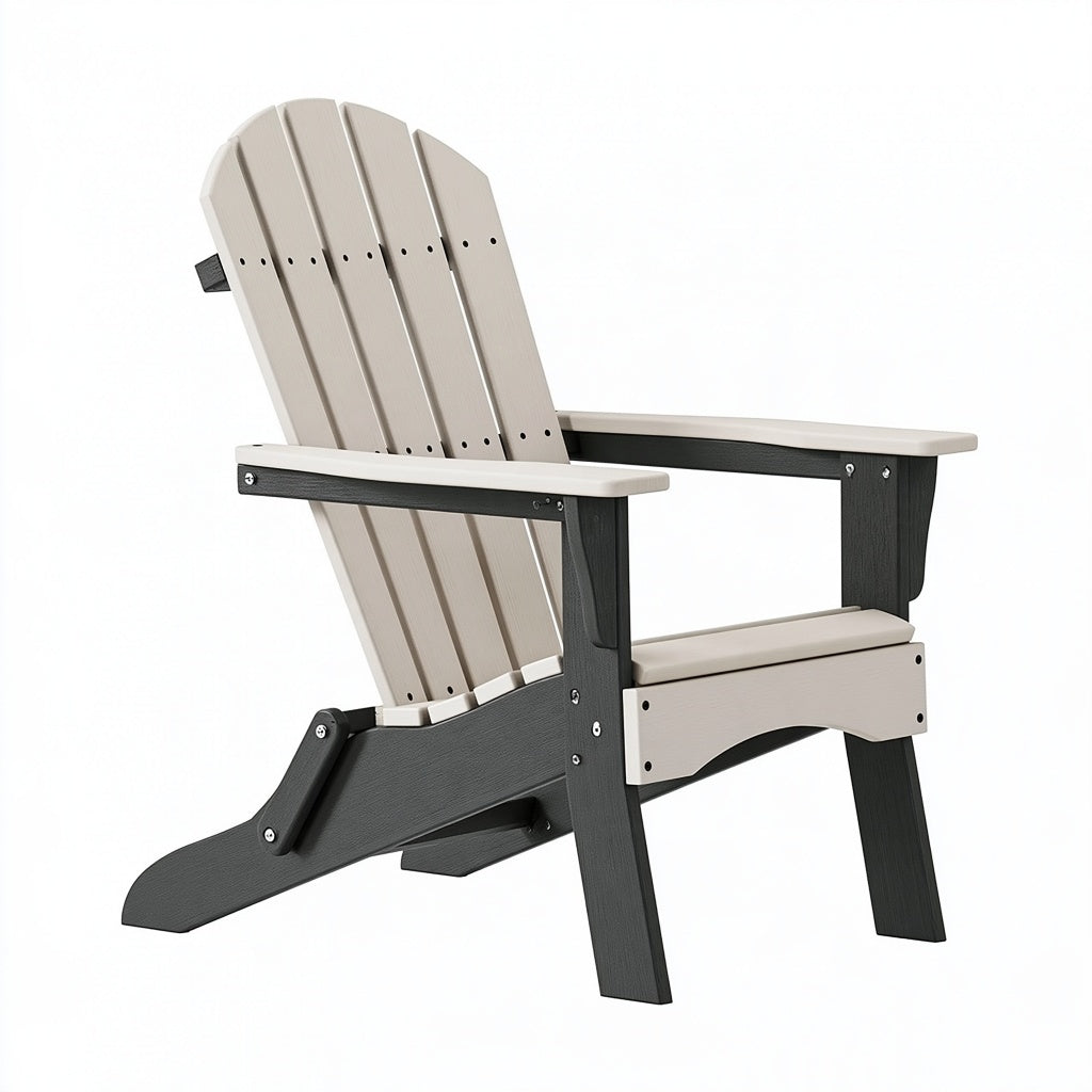 Adirondack-Gartenstuhl 83 x 80 x 98 cm Kunststoff Beige Anthrazit mit verstellbarer Rückenlehne