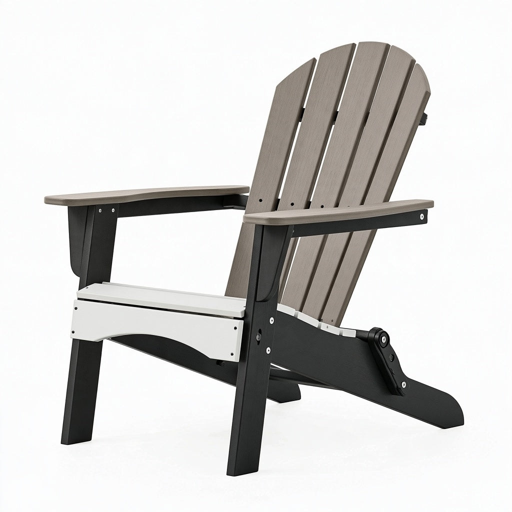 Adirondack Klappstuhl 83 x 80 x 98 cm aus Kunststoff Grau Schwarz Weiß für Garten und Terrasse