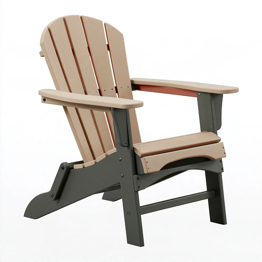 Adirondackstuhl 84 x 80 x 98 cm aus Kunststoff beige anthrazit für Garten mit breiten Armlehnen