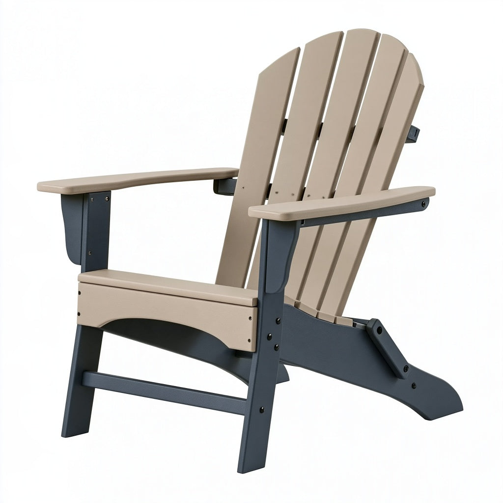 Adirondackstuhl 95 x 78 x 98 cm aus Kunststoff Beige Anthrazit für Garten mit breiten Armlehnen