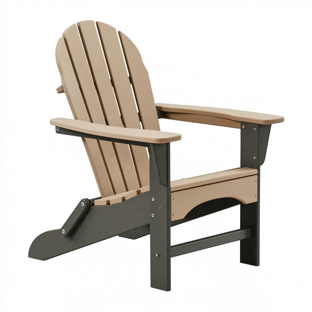 Adirondack-Gartenstuhl 83 x 76 x 96 cm aus Kunststoff in Beige/Anthrazit für Terrasse
