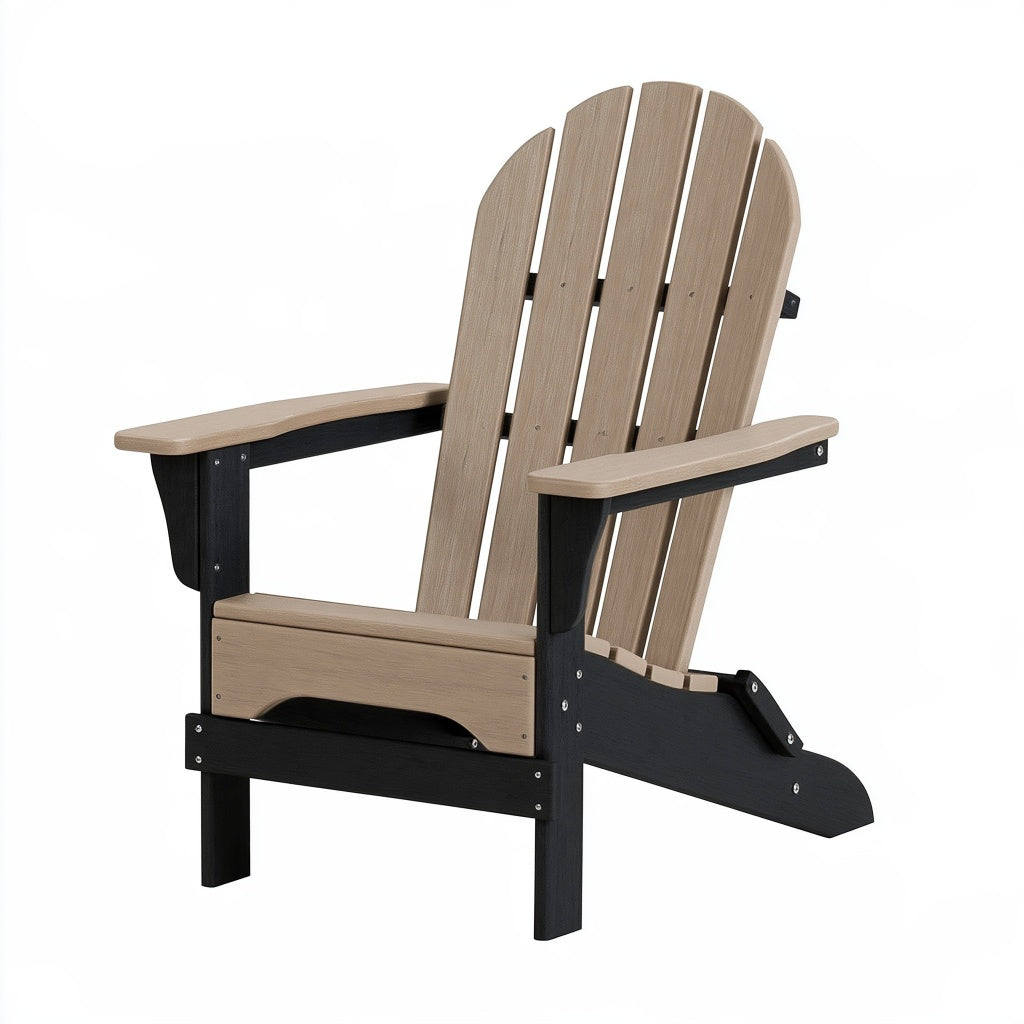 Adirondack Gartenstuhl 83 x 76 x 98 cm aus Kunststoff in Taupe und Schwarz für den Außenbereich