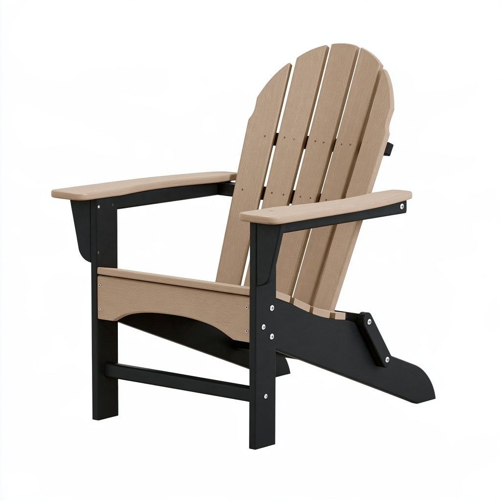 Adirondack Gartenstuhl 83 x 80 x 97 cm Kunststoff Beige Schwarz mit breiten Armlehnen