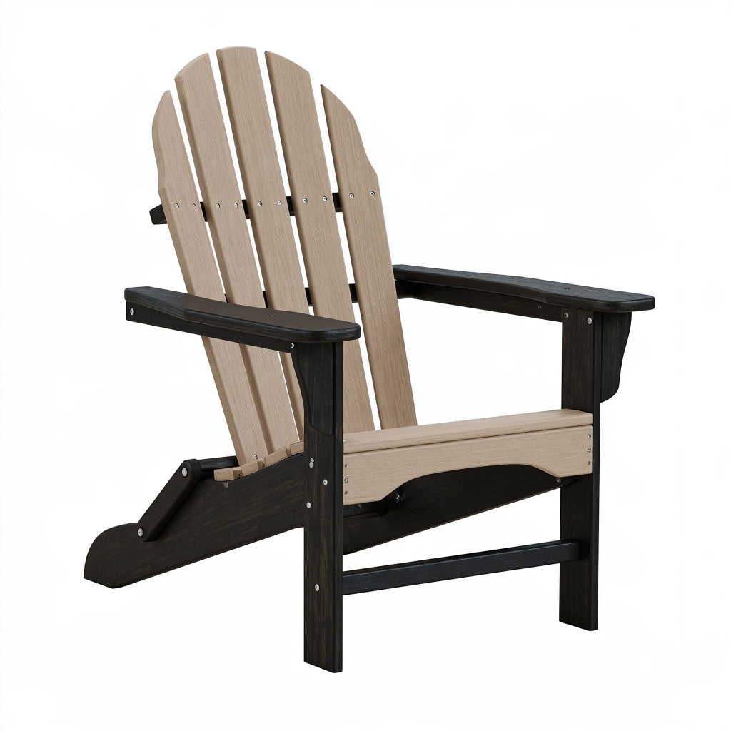 Adirondackstuhl 80 x 90 x 100 cm aus Holz in Natur/Schwarz mit Armlehnen für Garten und Terrasse
