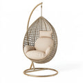 Hängesessel 105 x 105 x 195 cm Beige Gold Metall und Geflecht für Innenräume im Boho-Stil
