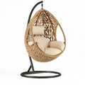 Hängesessel 105 x 105 x 195 cm aus Rattan in Beige mit Metallgestell Schaukelstuhl