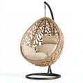 Hängesessel 105 x 75 x 195 cm Rattan Beige mit Metallgestell für den Wohnbereich