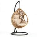 Hängesessel 105 x 105 x 195 cm Rattan Beige mit Stahlgestell für den Innenbereich