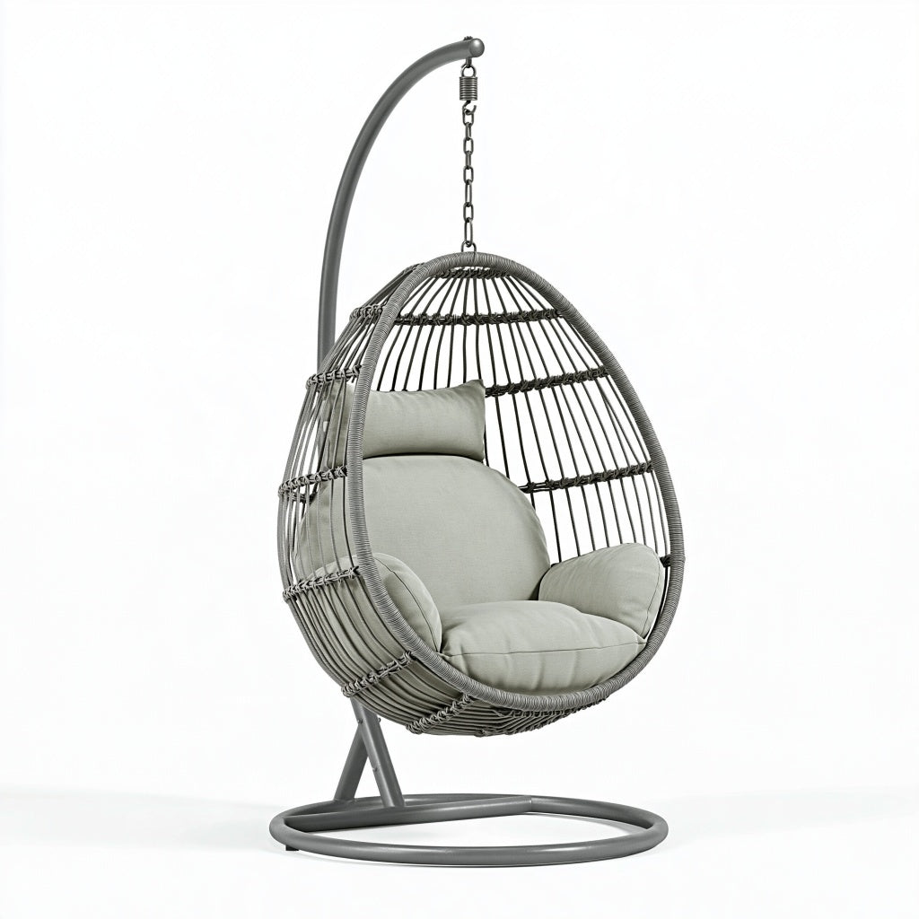 Hängesessel mit Gestell 105 x 105 x 195 cm Metall Grau für Wohnbereich