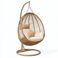 Hängesessel 105 x 105 x 195 cm aus Rattan Naturbraun mit Metallgestell für den Wohnbereich
