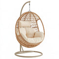 Hängesessel 105 x 105 x 195 cm in Natur Beige mit Rattangeflecht und Metallgestell
