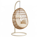 Hängesessel 105 x 105 x 195 cm aus Rattan und Metall in Natur Beige mit Gestell